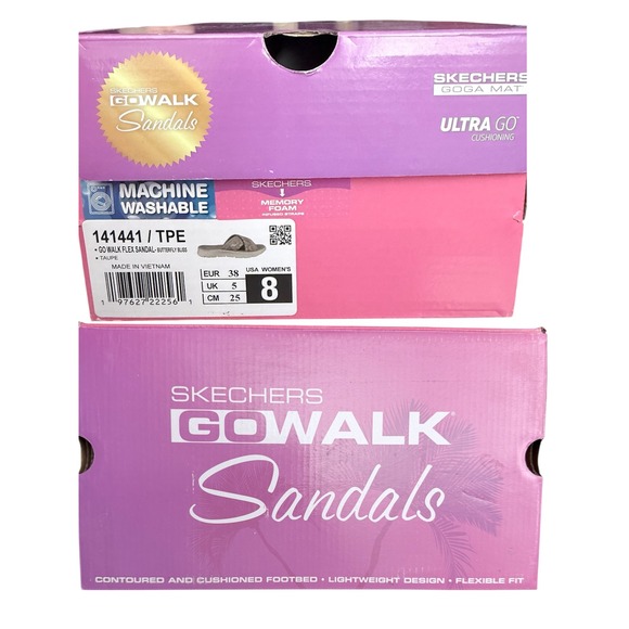 Skechers GO WALK Flex Sandal Butterfly Bliss Taupe Floral 141441 Womens Sz 8 NEW - Picture 4 of 10